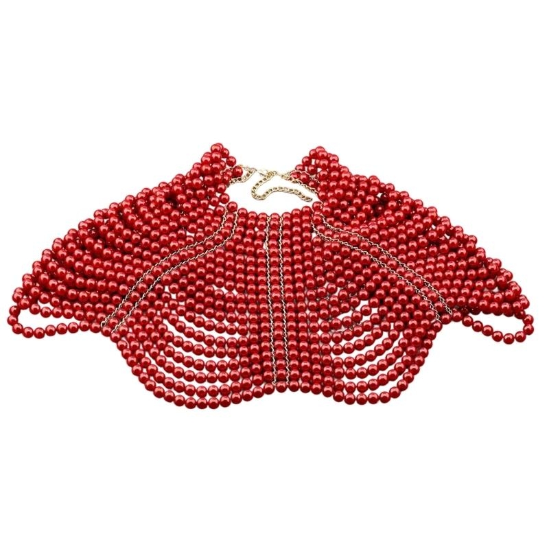 Body Jewelry Necklace - 49MD Elegancki damski szal Wielowarstwowy zroszony