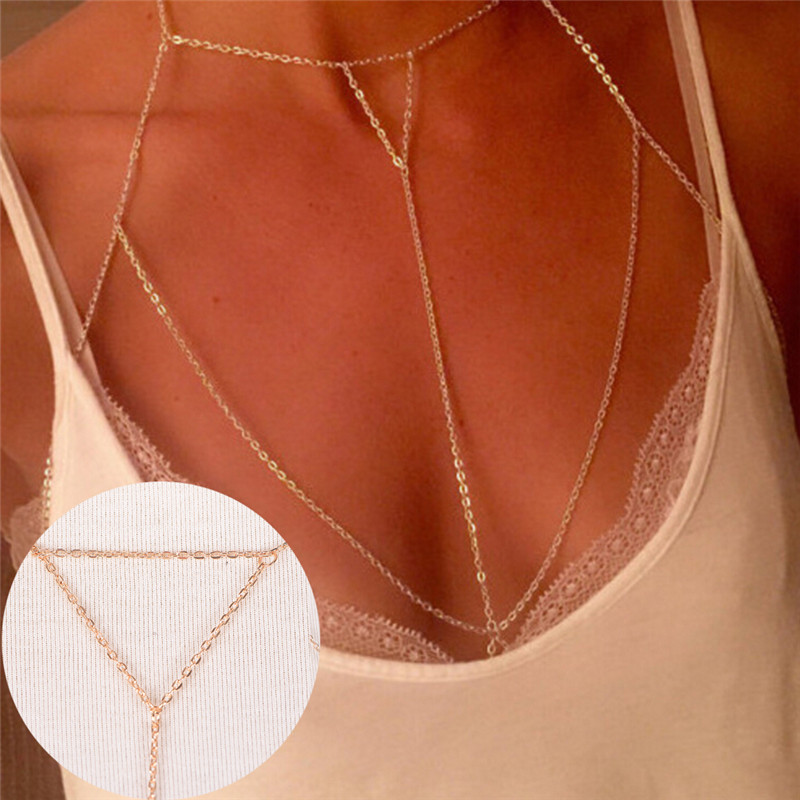 Body Jewelry Ends - Złote srebrne modne ogniwo stanik z