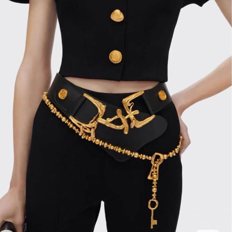 Body Jewelry Necklace - Przesadzony, nieregularny łańcuszek z koralikami i