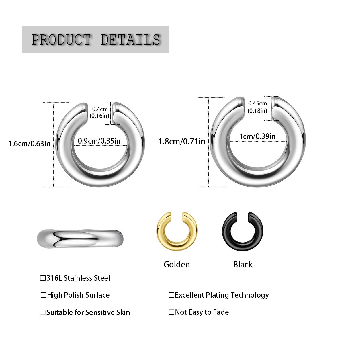 1 szt. Przesadny w kształcie l – Body Jewelry And Earrings recenzja i cena